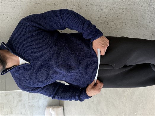 Lacivert Yarım Zip Şardonlu Pamuk Teddy Boxy Fit Kazak AU