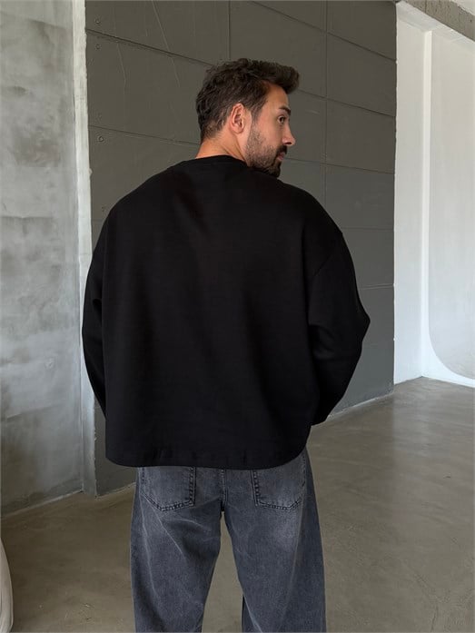 Siyah Boxy Compak Uzun Kol ESS 71181