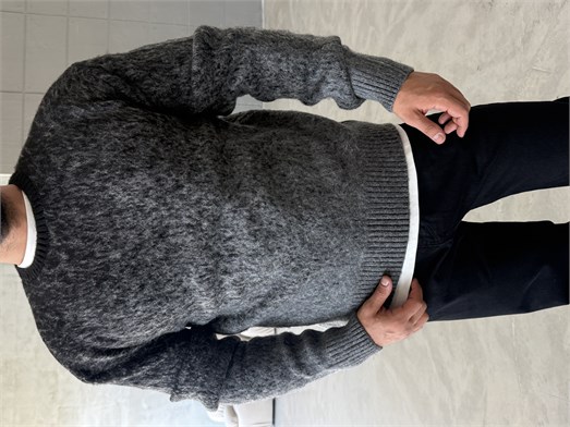 Siyah Effect Desen Geçişli Boxy Kazak AU