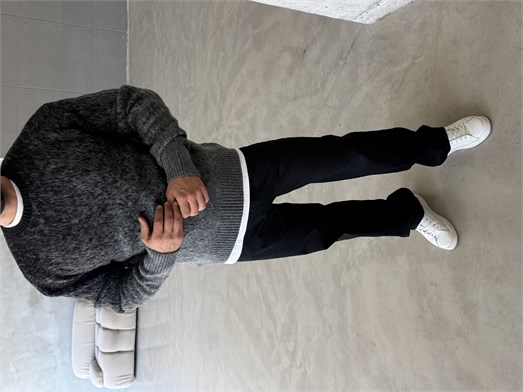 Siyah Effect Desen Geçişli Boxy Kazak AU