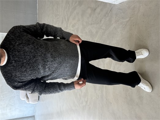 Siyah Effect Desen Geçişli Boxy Kazak AU