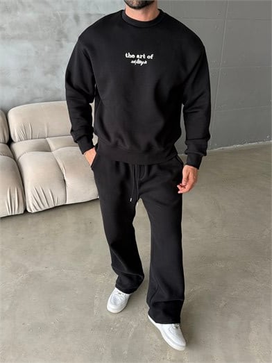 Siyah Nakış ve Parça İşlemeli The Art Of Boxy Sweatshirt RSP 5021