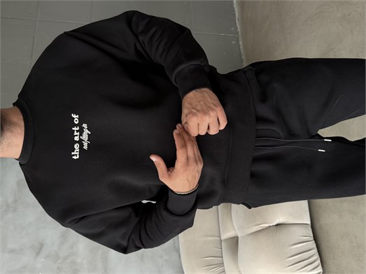 Siyah Nakış ve Parça İşlemeli The Art Of Boxy Sweatshirt RSP 5021