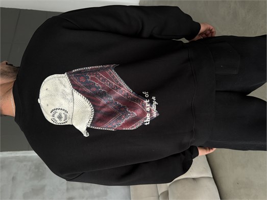 Siyah Nakış ve Parça İşlemeli The Art Of Boxy Sweatshirt RSP 5021