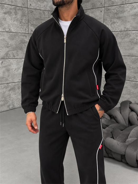 Siyah Şeritli Fileto Cepli Panda Tam Zip RSP 5007