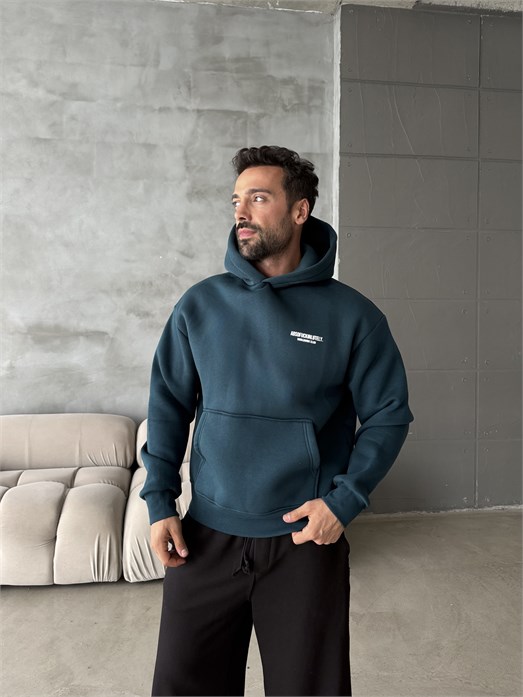 Zümrüt Abso Baskılı Boxy Fit 3 İplik Sweatshirt RSP 5010