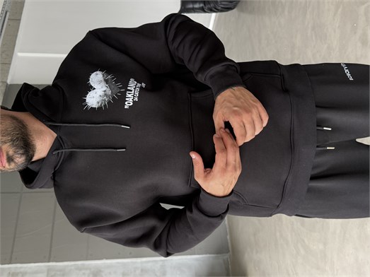 Siyah Kangru Kapşonlu 24 Life 3 İplik Hoodie Model 12