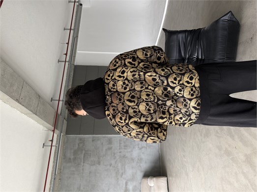 Siyah Kangru Kapşonlu Skull 3 İplik Hoodie Model 18