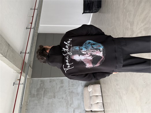 Siyah Kangru Kapşonlu Thug 3 İplik Hoodie Model 14