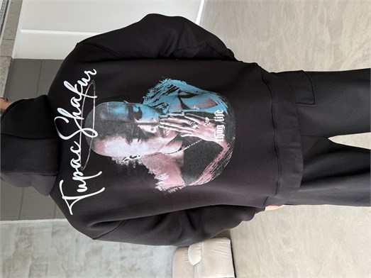 Siyah Kangru Kapşonlu Thug 3 İplik Hoodie Model 14