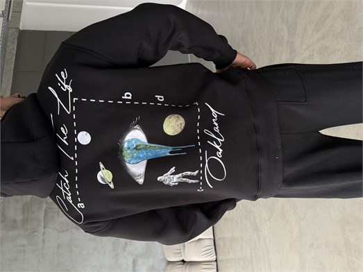 Siyah Kanguru Eye 3 İplik Hoodie Model 20