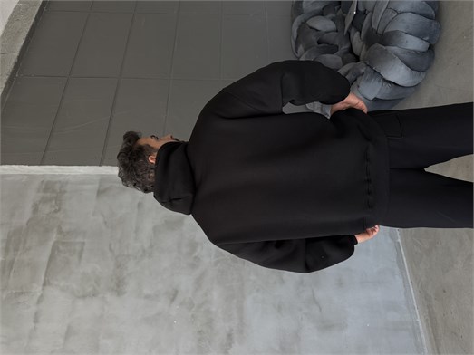 Siyah SC Core Üç İplik Kapüşonlu Hoodie