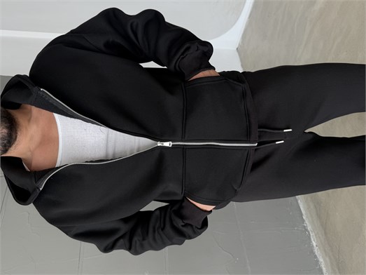 Siyah SC Core Üç İplik Tam Zip Sweatshirt