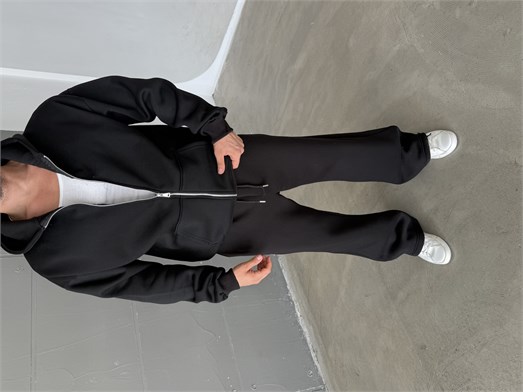 Siyah SC Core Üç İplik Tam Zip Sweatshirt