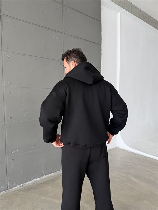 Siyah SC Core Üç İplik Tam Zip Sweatshirt