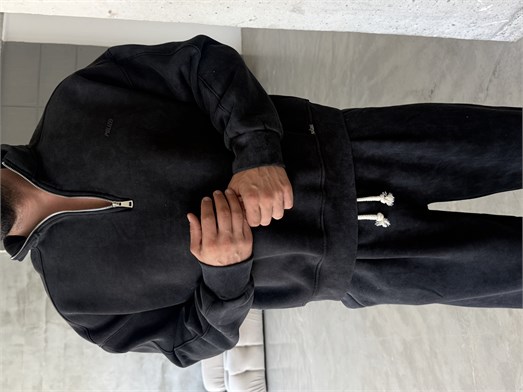 Siyah Yıkamalı Yarım Fermuar Sweatshirt PLZ 27027
