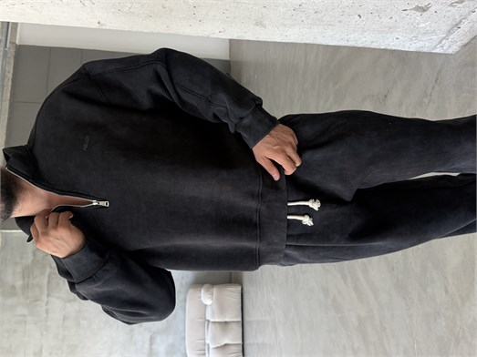 Siyah Yıkamalı Yarım Fermuar Sweatshirt PLZ 27027
