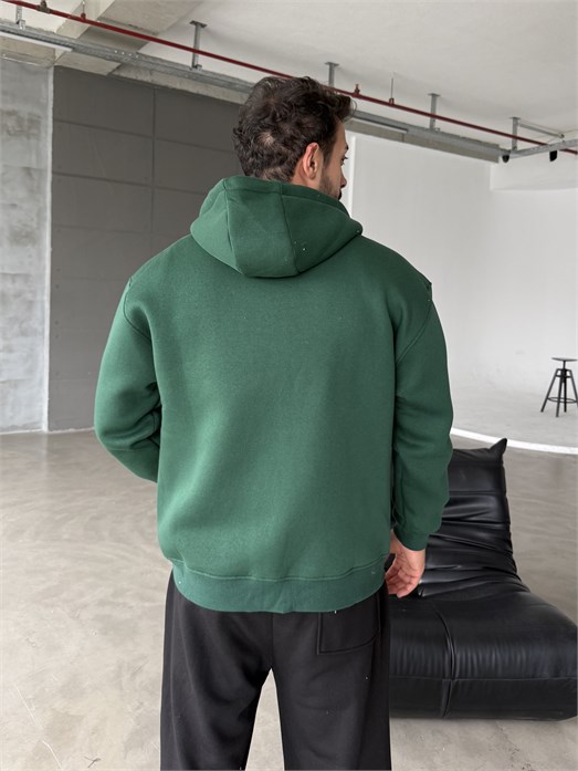 Zümrüt Fermuarlı Kapşonlu 3 İplik Hoodie Model 16