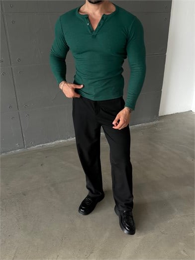 Zümrüt Henley Yaka Uzun Kol SC