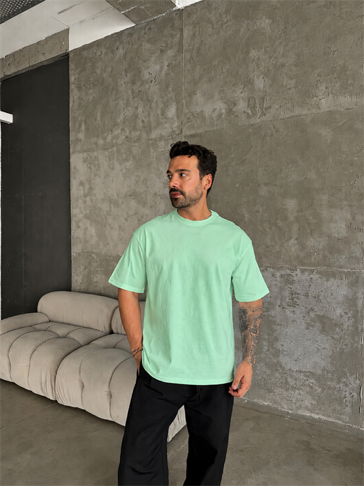 Açık Yeşil Düz Compak Oversize T-SHİRT SC