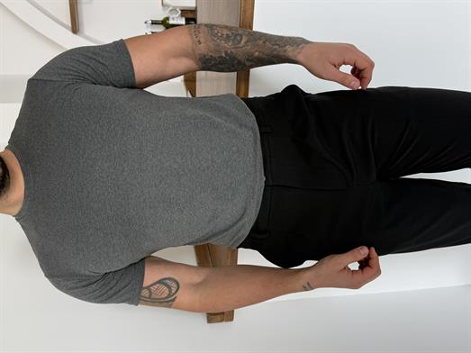 Antrasit Kısa Kol Penye Pamuk Likralı T-SHİRT SC