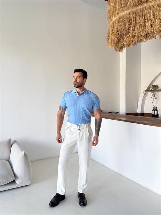 Bebemavi Jakar Desenli Düğmeli Polo Triko Tk