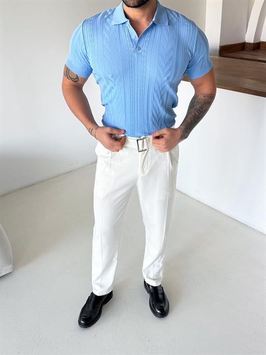 Bebemavi Jakar Desenli Düğmeli Polo Triko Tk