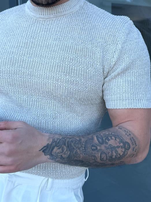 Bej Çelik Pamuk Triko Slim Fit SNZ 7281