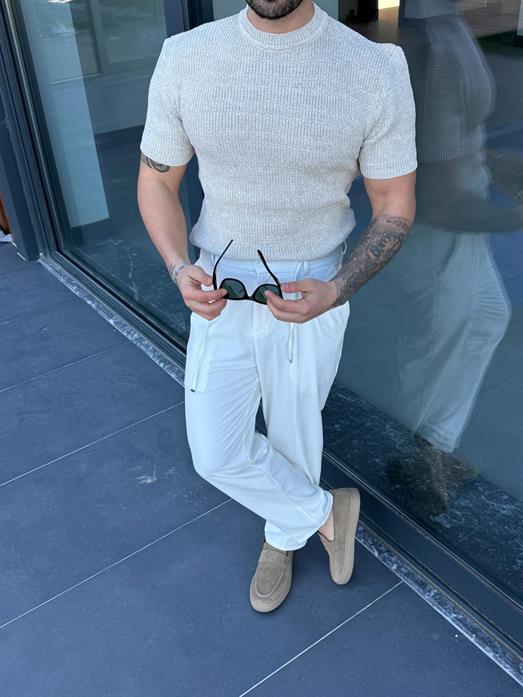 Bej Çelik Pamuk Triko Slim Fit SNZ 7281