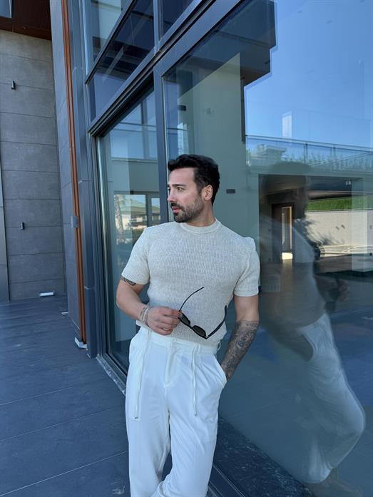 Bej Çelik Pamuk Triko Slim Fit SNZ 7281