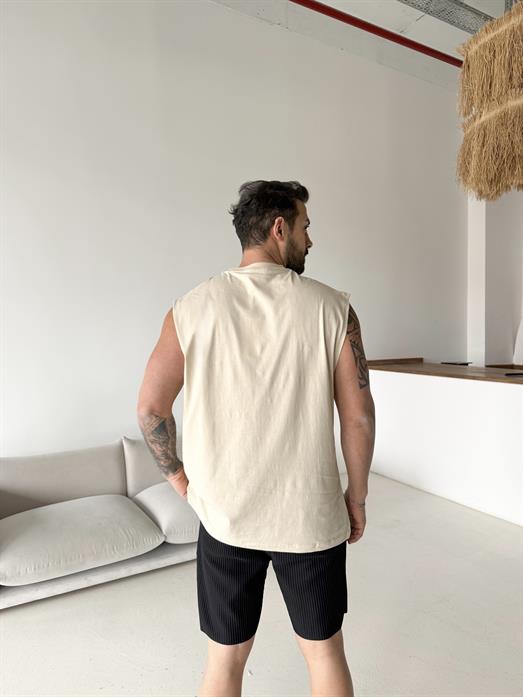 Bej Sıfır Kol Compak Oversize Atlet LNS 49010