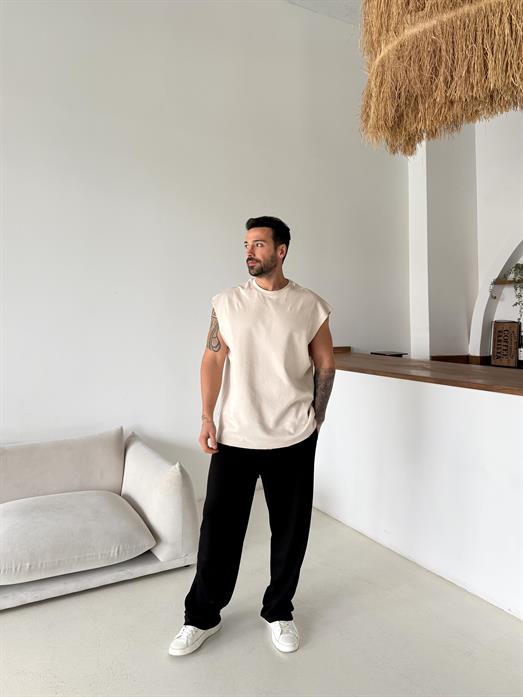 Bej Sıfır Kol Oversize Compak Atlet VMS V70-56