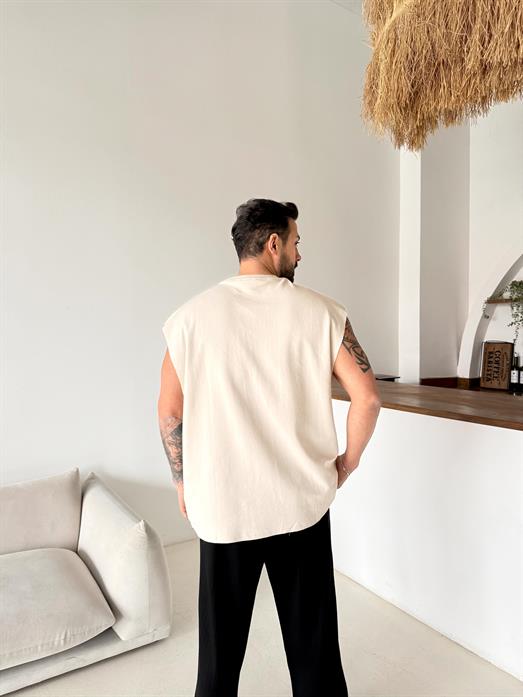 Bej Sıfır Kol Oversize Compak Atlet VMS V70-56