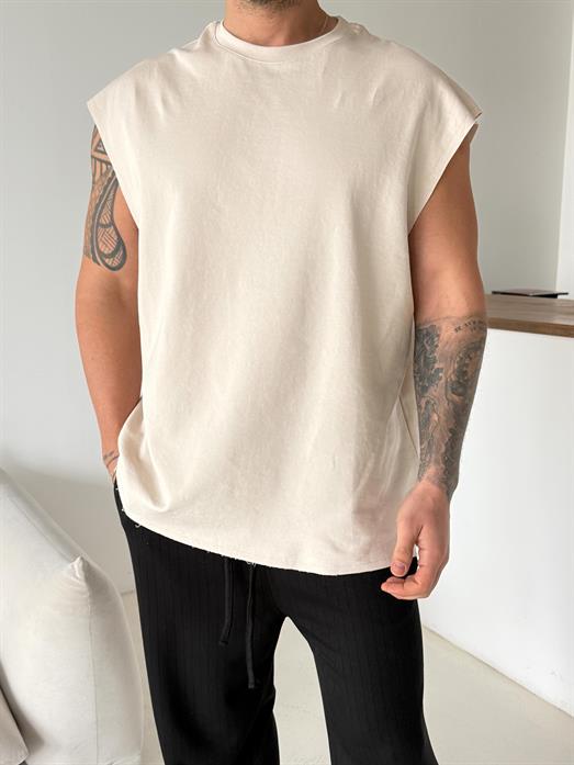 Bej Sıfır Kol Oversize Compak Atlet VMS V70-56