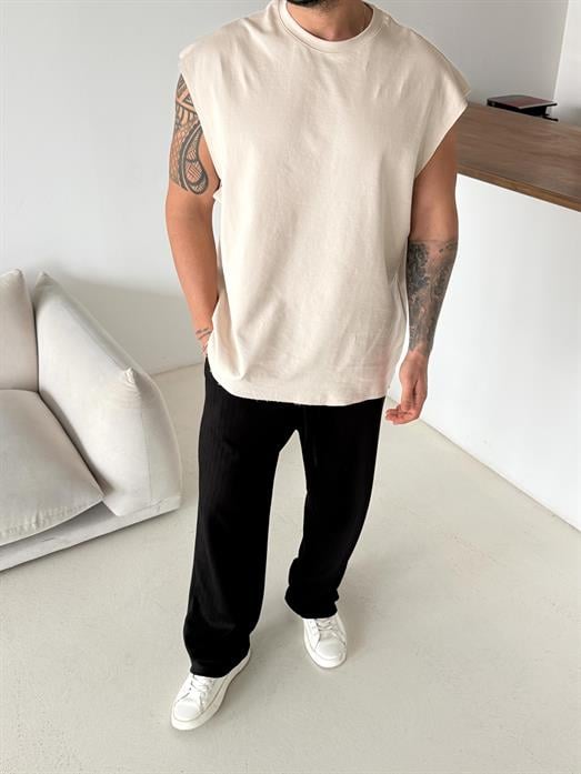 Bej Sıfır Kol Oversize Compak Atlet VMS V70-56