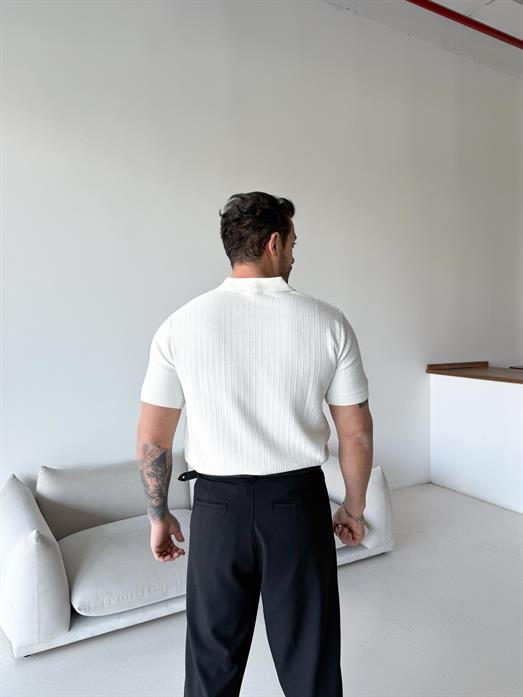 Beyaz Açma yaka triko Antioch 3172