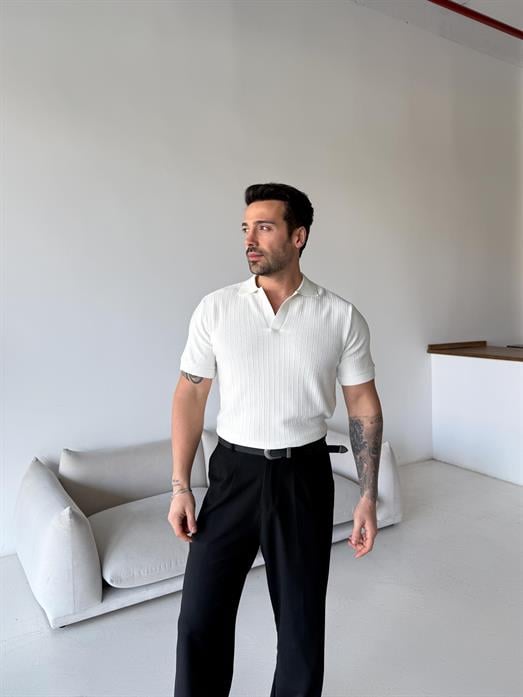 Beyaz Açma yaka triko Antioch 3172