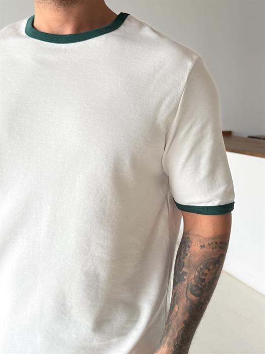 Beyaz Biyeli Özel Kalıp Tişört VMS V70-151