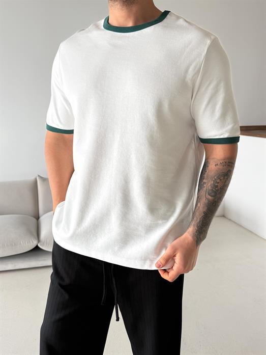 Beyaz Biyeli Özel Kalıp Tişört VMS V70-151