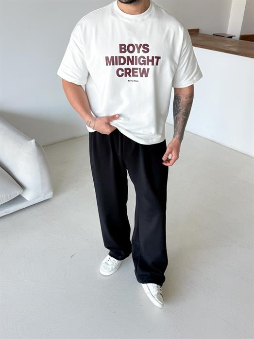 Beyaz Boys Baskılı Boxy Kalıp Tişört BRR 20217