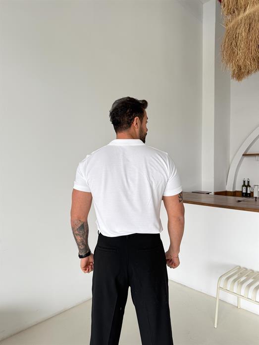 Beyaz Lacos Polo Yaka TK