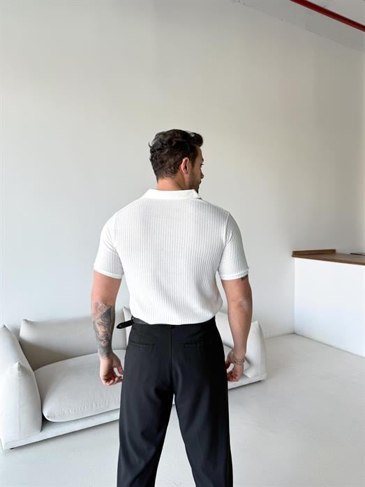 Beyaz Polo yaka varşova düğmeli Triko Antioch 9382