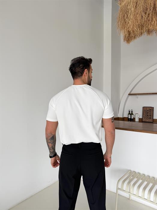 Beyaz Reglan Crep Tişört MSS
