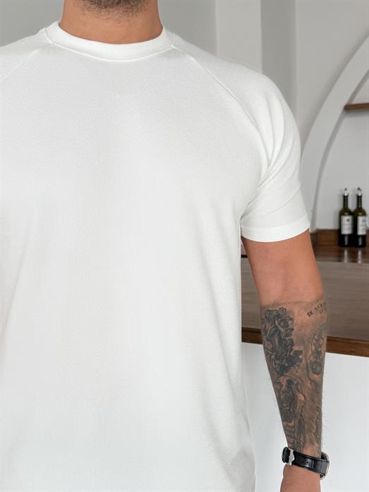 Beyaz Reglan Crep Tişört MSS