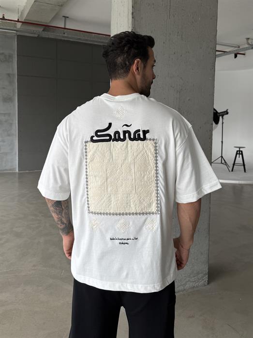 Beyaz Sonar Özel Nakış İşleme Tişört RSP 1116