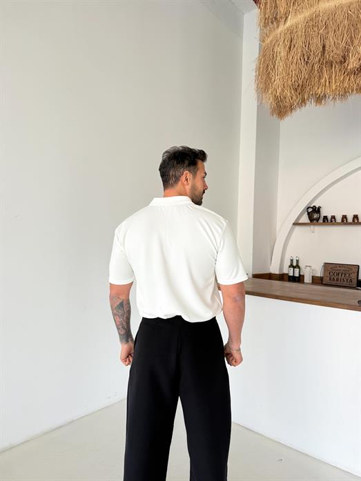 Beyaz Zra Krep Hemşire Yaka Tişört TK