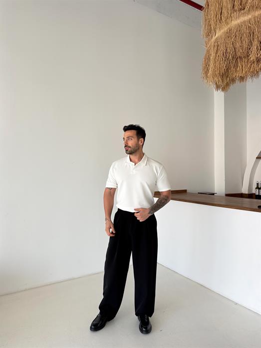 Beyaz Zra Krep Hemşire Yaka Tişört TK