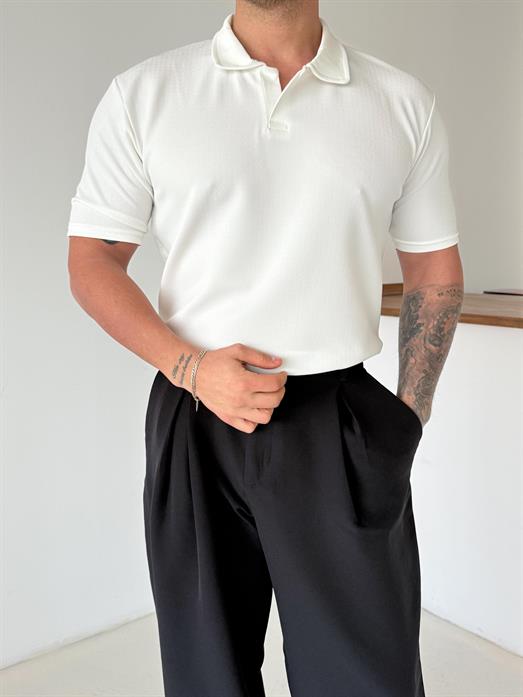 Beyaz Zra Krep Hemşire Yaka Tişört TK