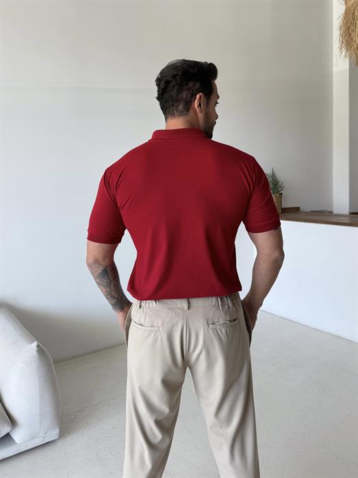Bordo Pamuk Penye Lacos Polo Yaka SC