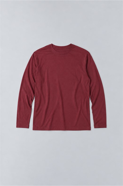 Bordo Uzun Kollu Pamuk Basic T-Shirt GST 0701